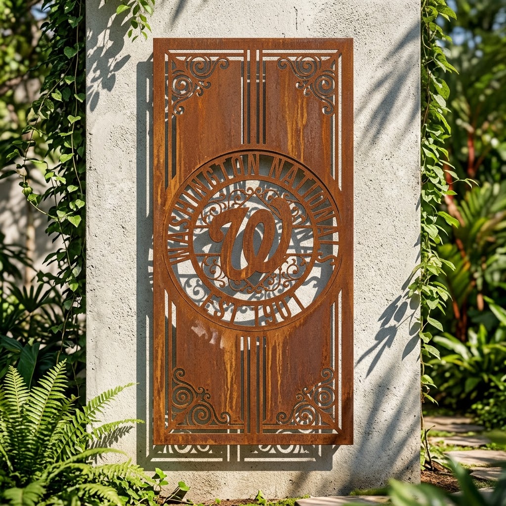 MLB Washington Nationals Metal Custom Metal Garden Panel Baseball Monogram Wall Art Home Decor