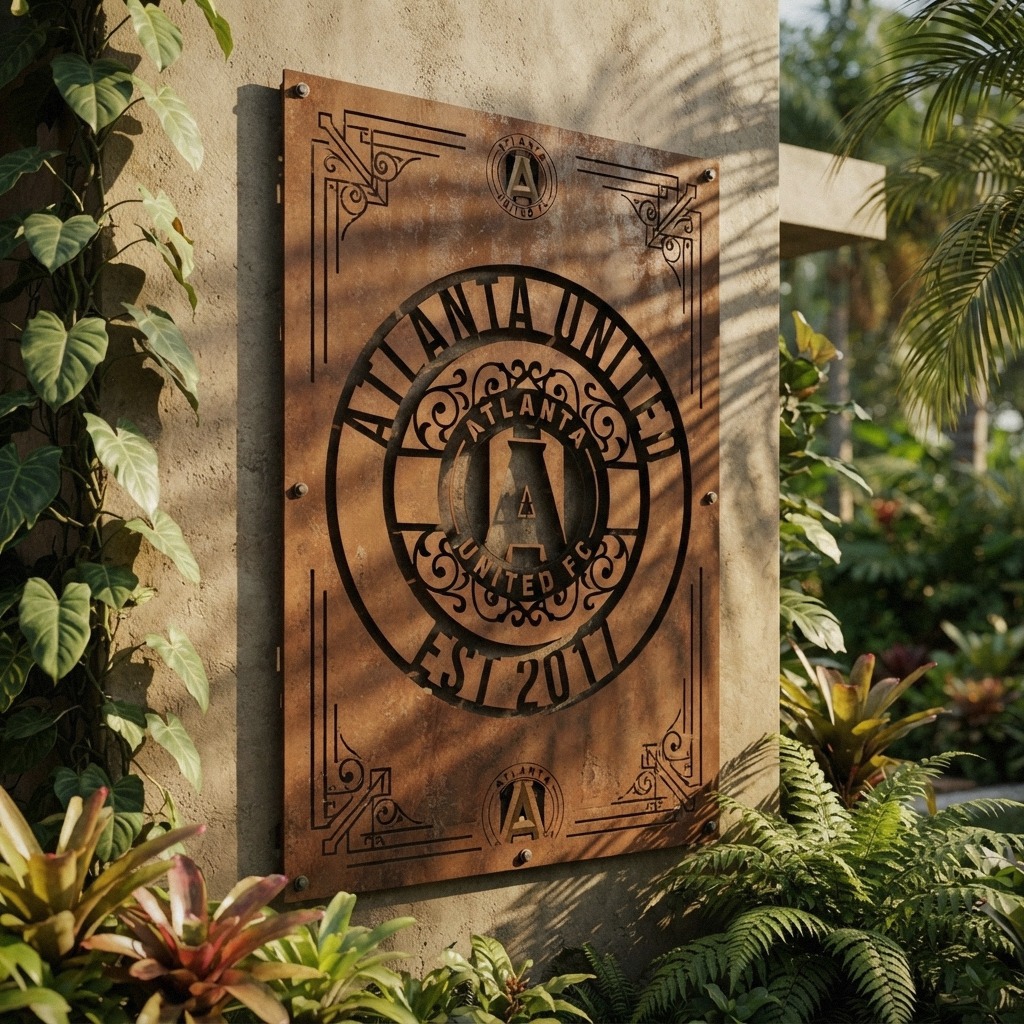 MLS Atlanta United FC Custom Metal Garden Panel Soccer Monogram Wall Art Home Decor