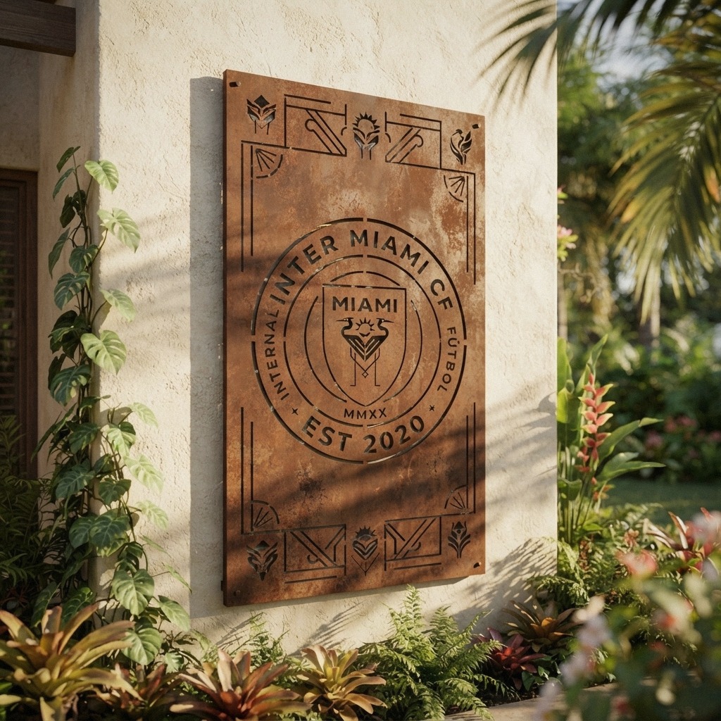 MLS Inter Miami FC Custom Metal Garden Panel Soccer Monogram Wall Art Home Decor
