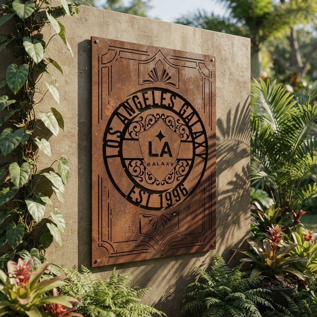 MLS Los Angeles Galaxy Custom Metal Garden Panel Soccer Monogram Wall Art Home Decor
