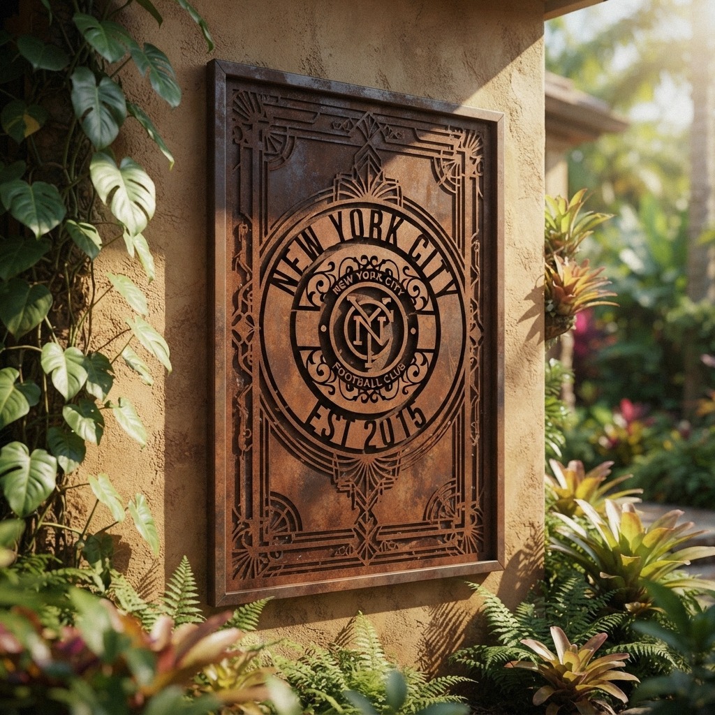 MLS New York City FC Custom Metal Garden Panel Soccer Monogram Wall Art Home Decor