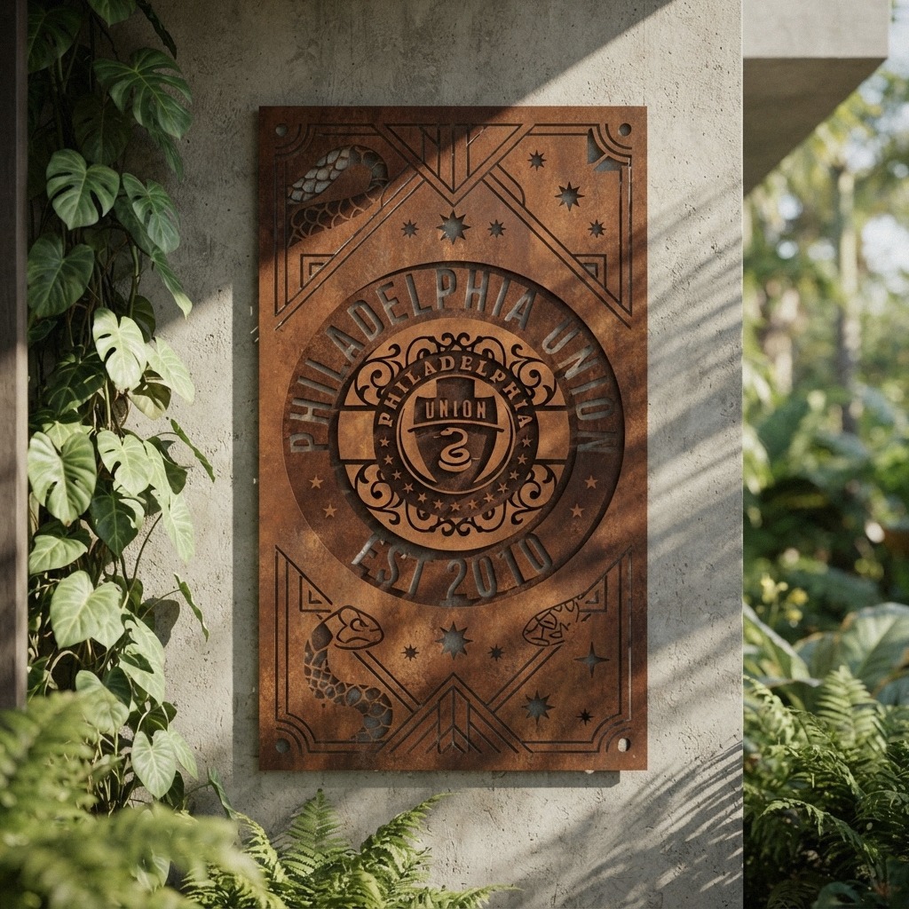 MLS Philadelphia Union FC Custom Metal Garden Panel Soccer Monogram Wall Art Home Dec