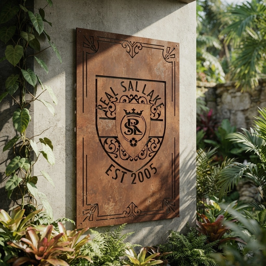 MLS Real Salt Lake FC Custom Metal Garden Panel Soccer Monogram Wall Art Home Decor