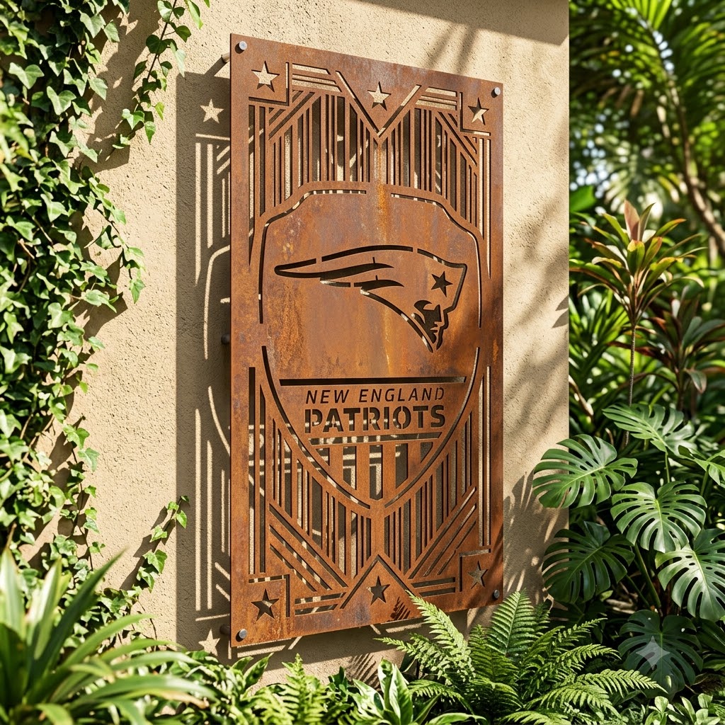 New England Patriots Shield Custom Logo Metal Wall Panel – NFL American Football Fan Wall Decor Gift