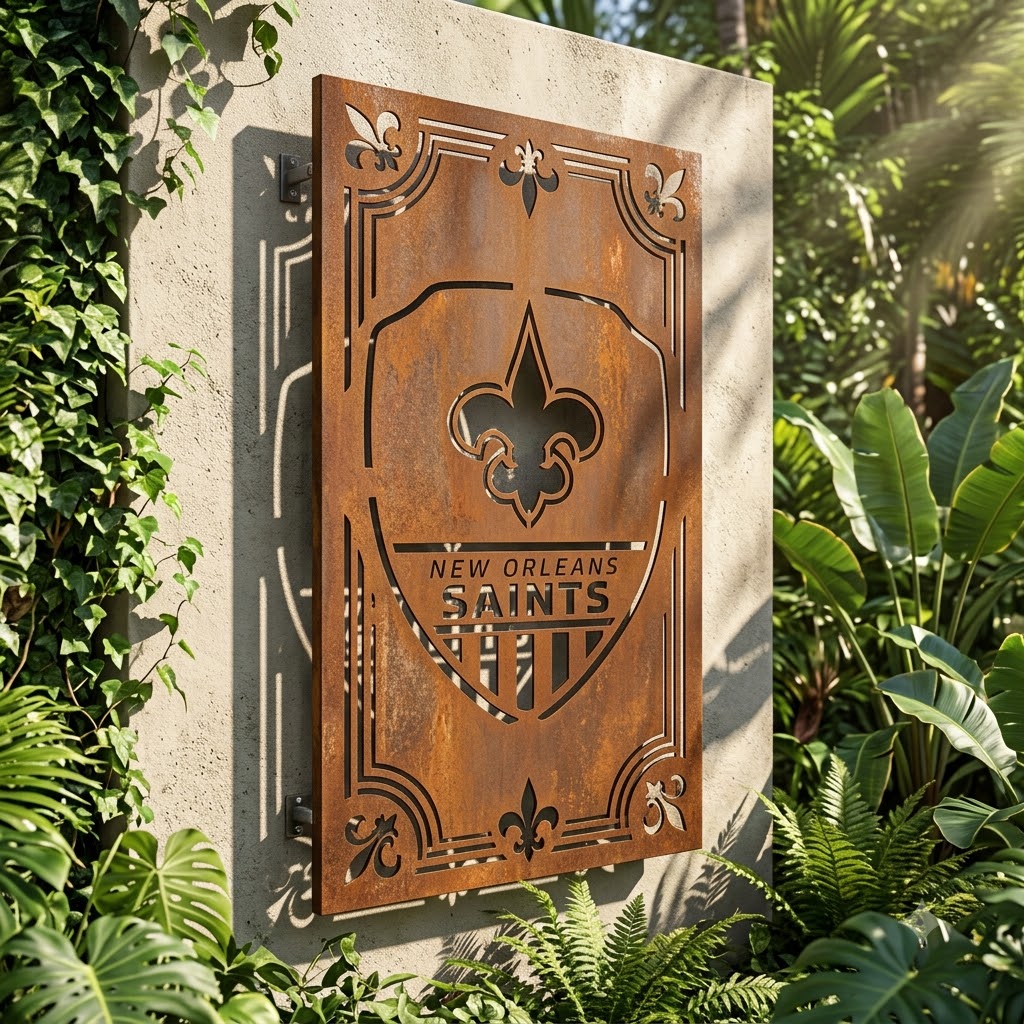 New Orleans Saints Shield Custom Logo Metal Wall Panel – NFL American Football Fan Wall Decor Gift