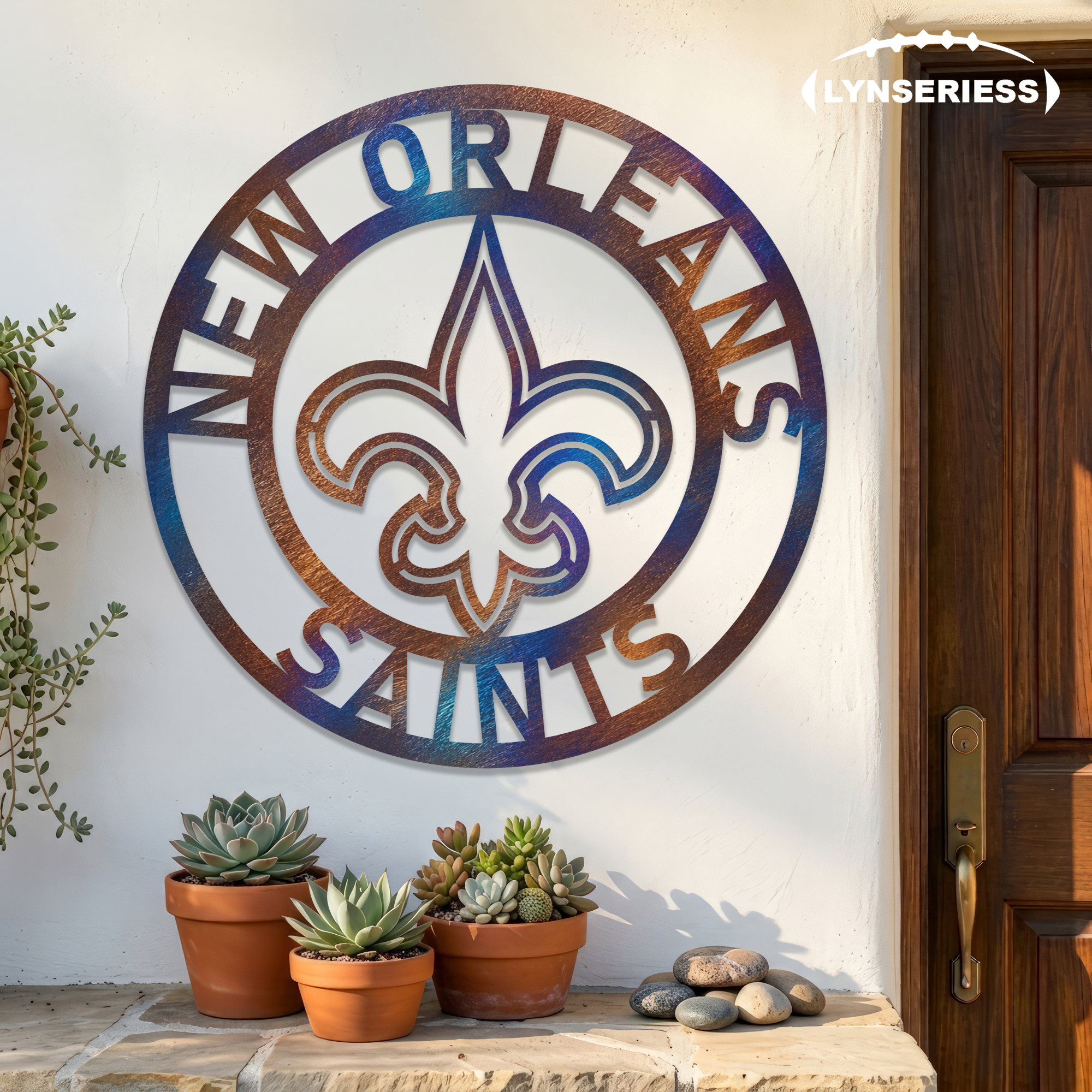 New Orleans Saints NFL Fire Roasted Metal Wall Art Football Fan Gift Outdoor Patio Porch Vintage Decor