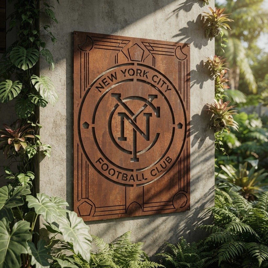 New York City FC Logo Custom Metal Garden Panel MLS Wall Art Home Decor