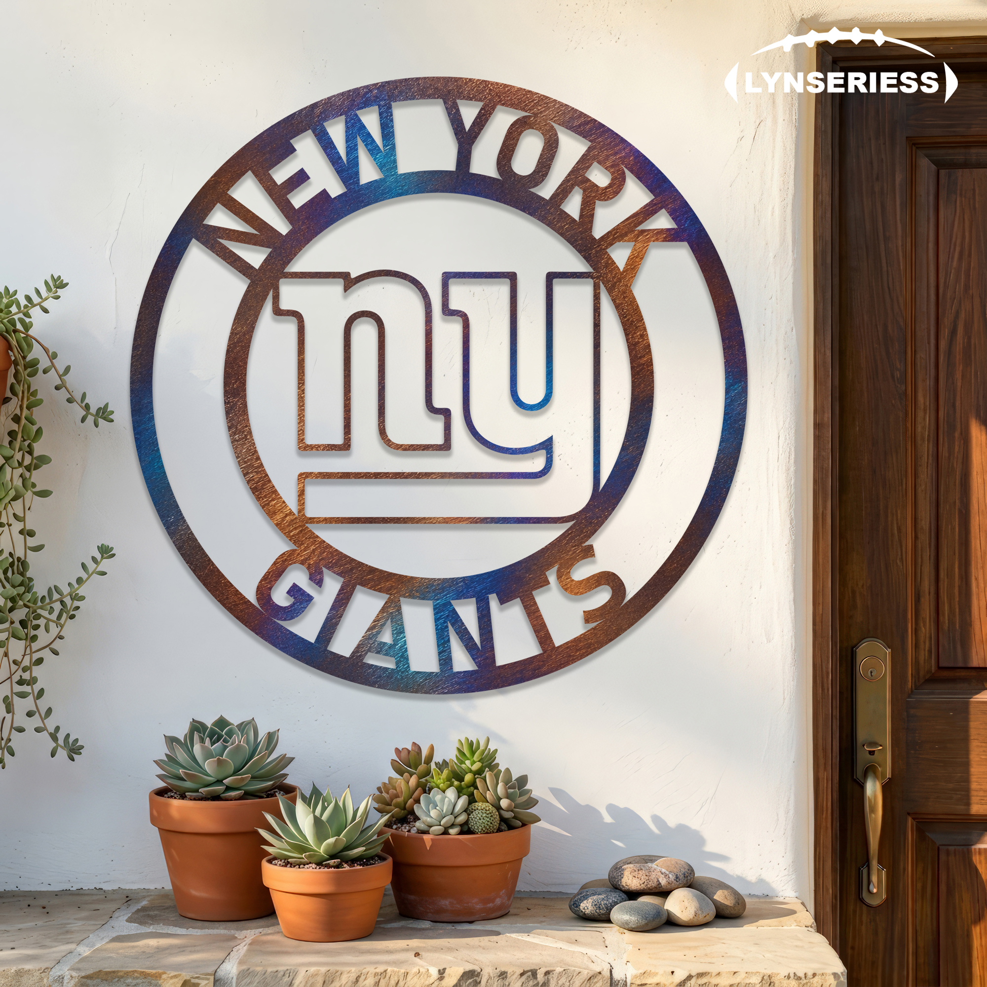 New York Giants NFL Fire Roasted Metal Wall Art Football Fan Gift Outdoor Patio Porch Vintage Decor