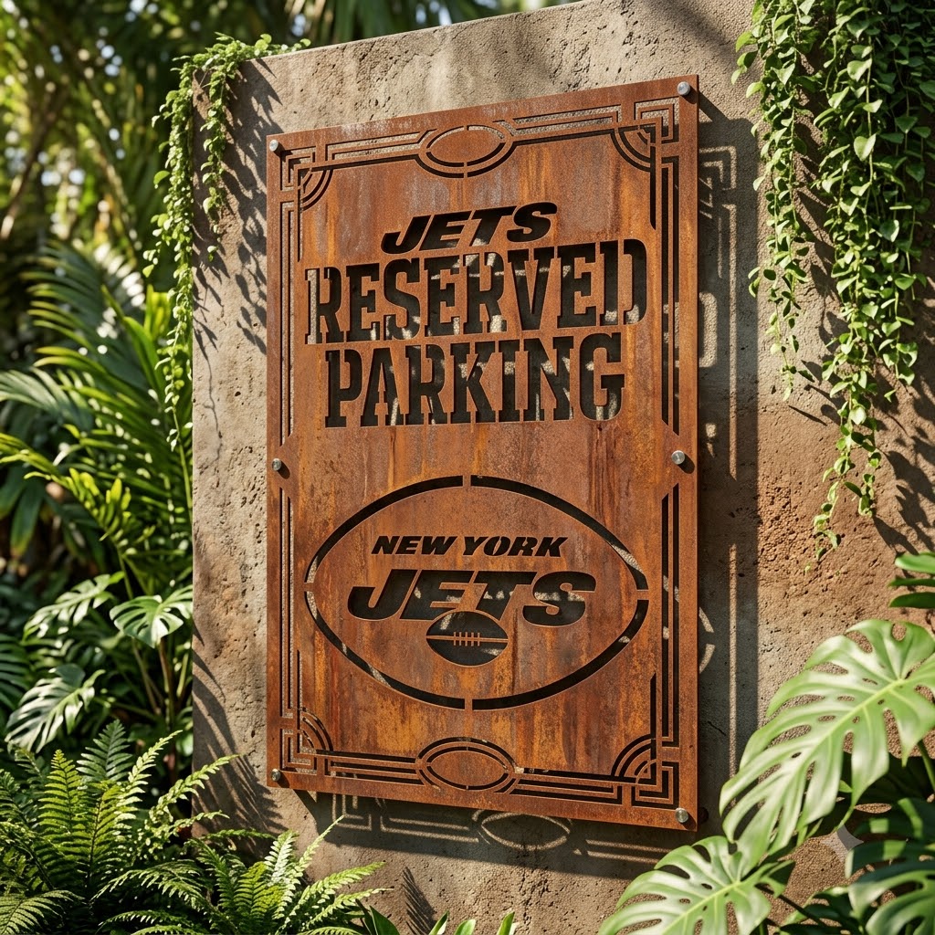 New York Jets Reserved Parking Custom Logo Metal Wall Panel – NFL American Football Fan Decor Gift