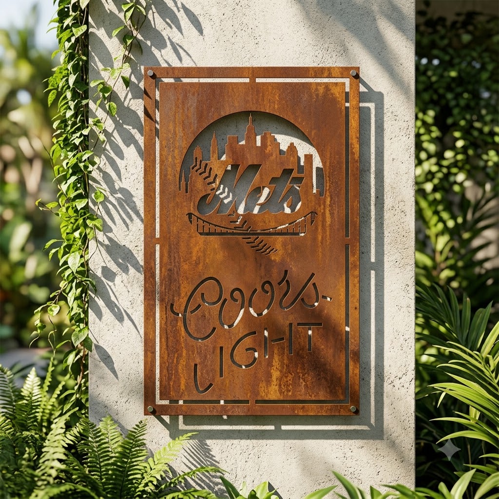 New York Mets Coors Light Metal Custom Metal Garden Panel Home Bar Wall Art Decor