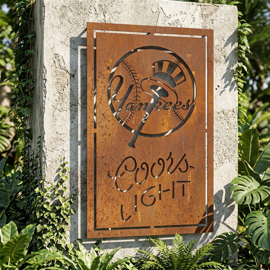 New York Yankees Coors Light Metal Custom Metal Garden Panel Home Bar Wall Art Decor