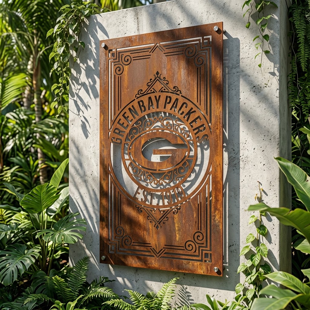 NFL Green Bay Packers Metal Custom Metal Garden Panel Football Monogram Wall Art Home Decor
