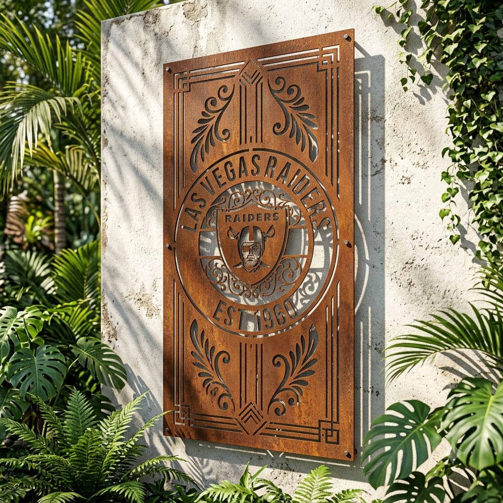 Las Vegas Raiders Monogram Custom Logo Metal Wall Panel – NFL American Football Fan Wall Decor Gift