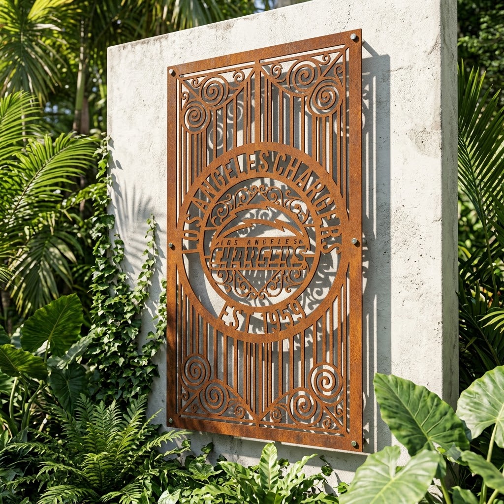 Los Angeles Chargers Monogram Custom Logo Metal Wall Panel – NFL American Football Fan Decor Gift
