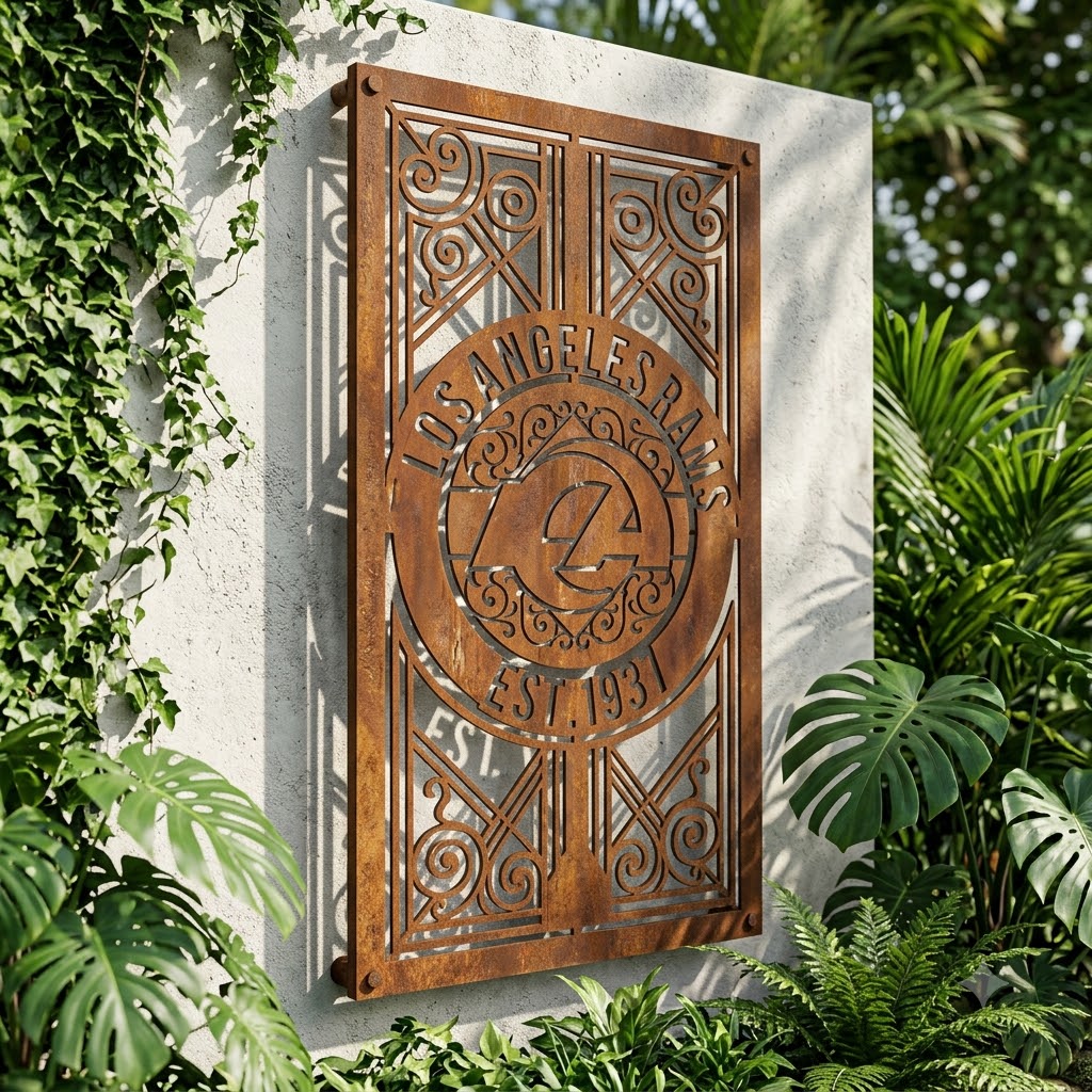 Los Angeles Rams Monogram Custom Logo Metal Wall Panel – NFL American Football Fan Wall Decor Gift