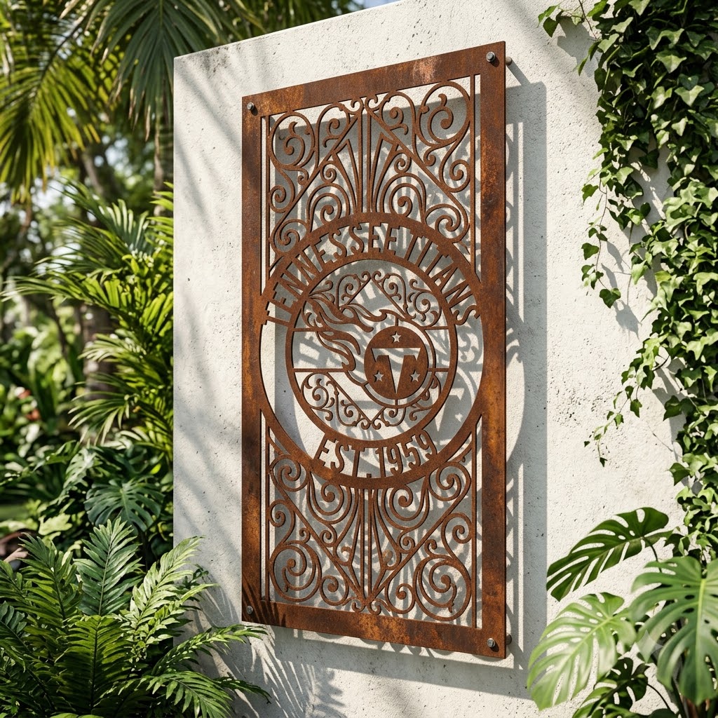 Tennessee Titans Monogram Custom Logo Metal Wall Panel – NFL American Football Fan Wall Decor Gift