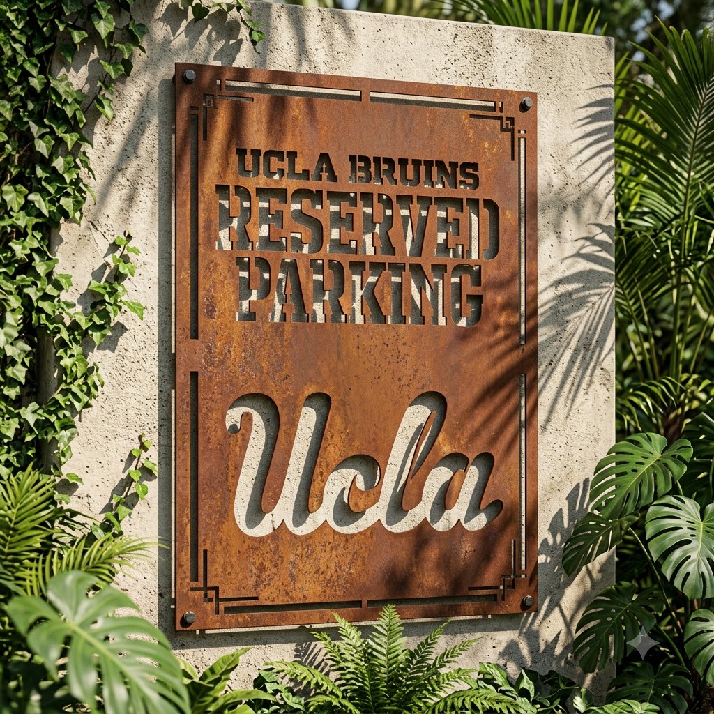 UCLA Bruins Reserved Parking Custom Logo Metal Wall Panel – NCAA Basketball Fan Wall Decor Gift