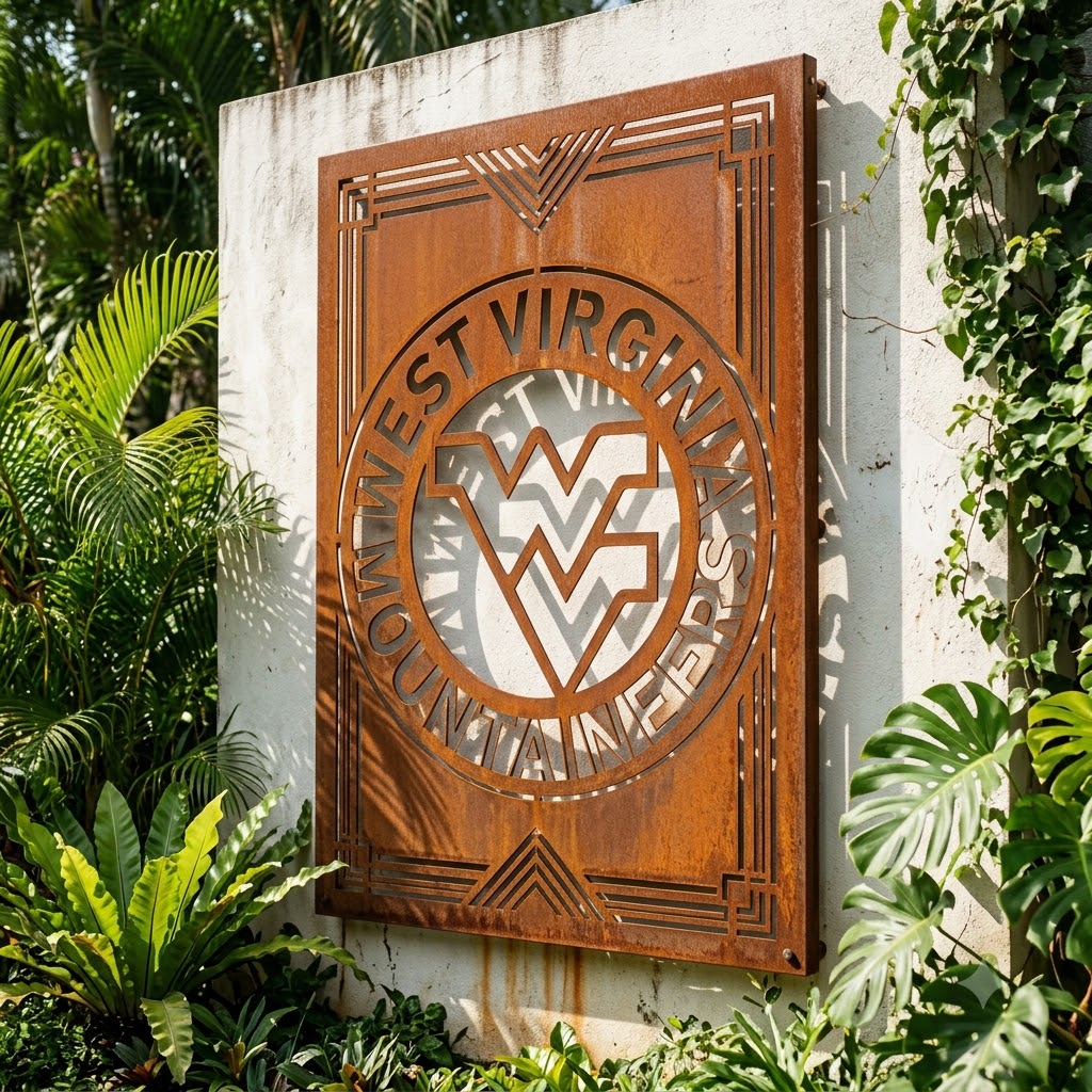 West Virginia Mountaineers Custom Logo Metal Wall Panel – NCAA American Football Fan Wall Decor Gift