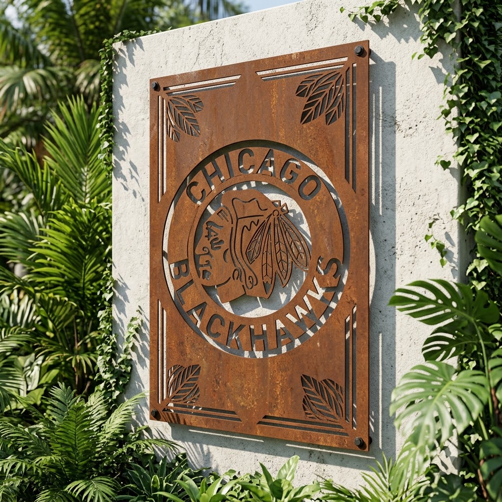 NHL Chicago Blackhawks Custom Metal Garden Panel Hockey Lover Wall Art Home Decor copy
