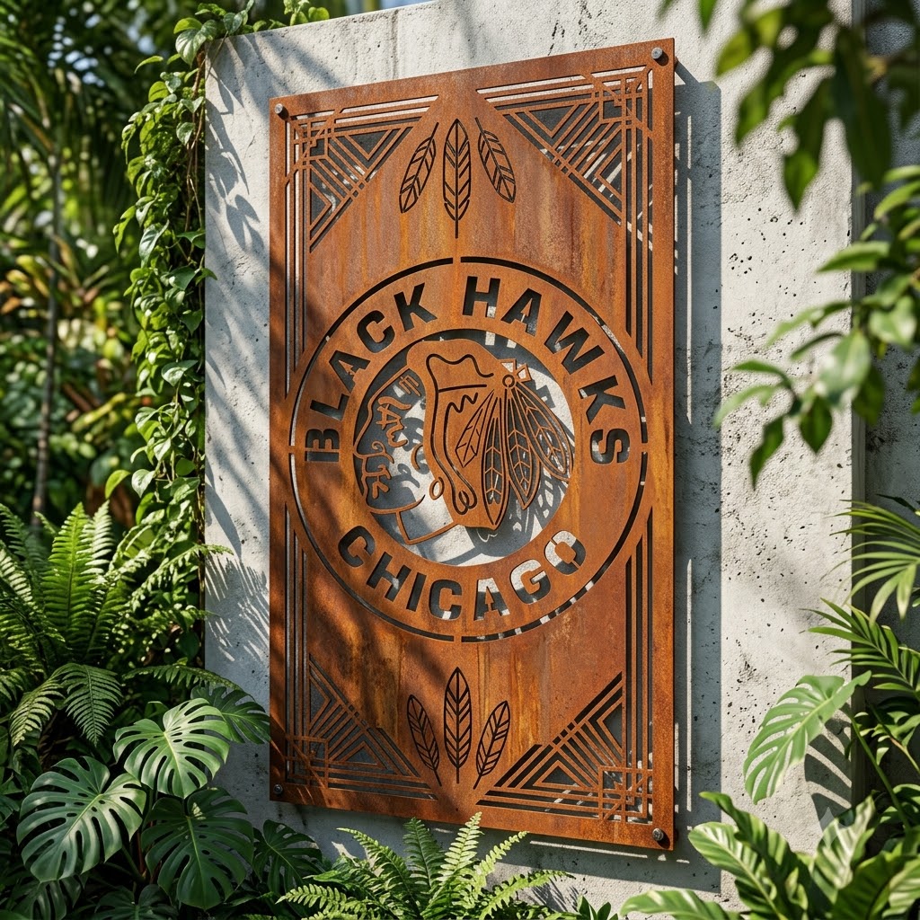 NHL Chicago Blackhawks Custom Metal Garden Panel Hockey Wall Art Home Decor