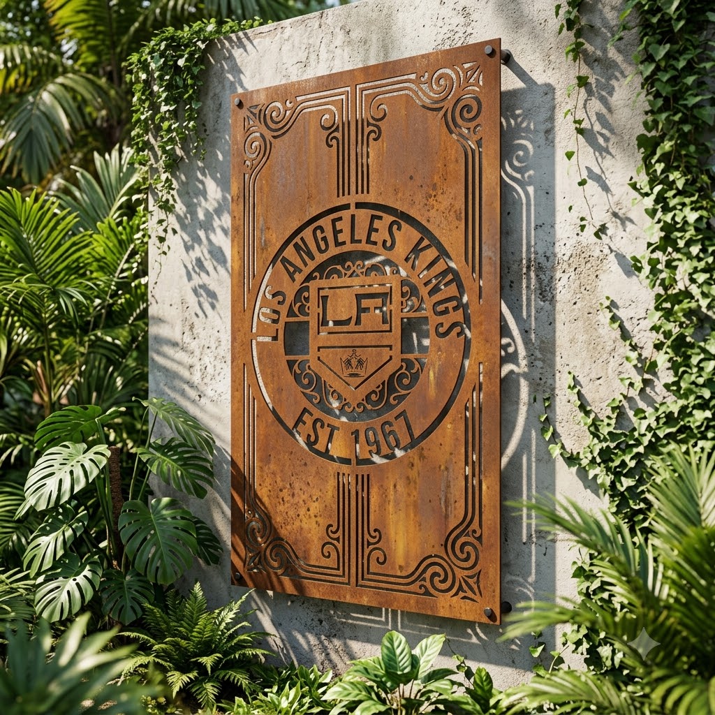 NHL Los Angeles Kings Custom Metal Garden Panel Hockey Monogram Wall Art Home Decor