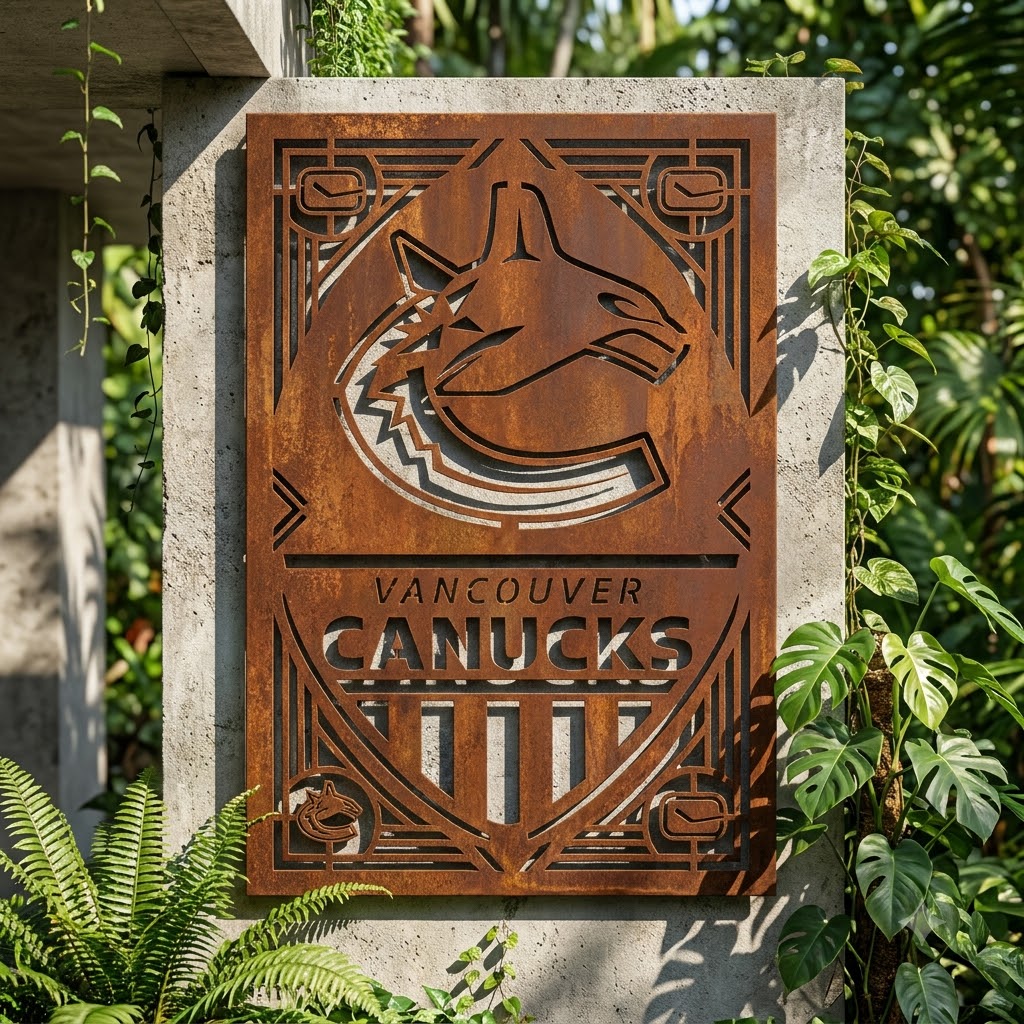NHL Vancouver Canucks Custom Metal Garden Panel Hockey Monogram Wall Art Home Decor