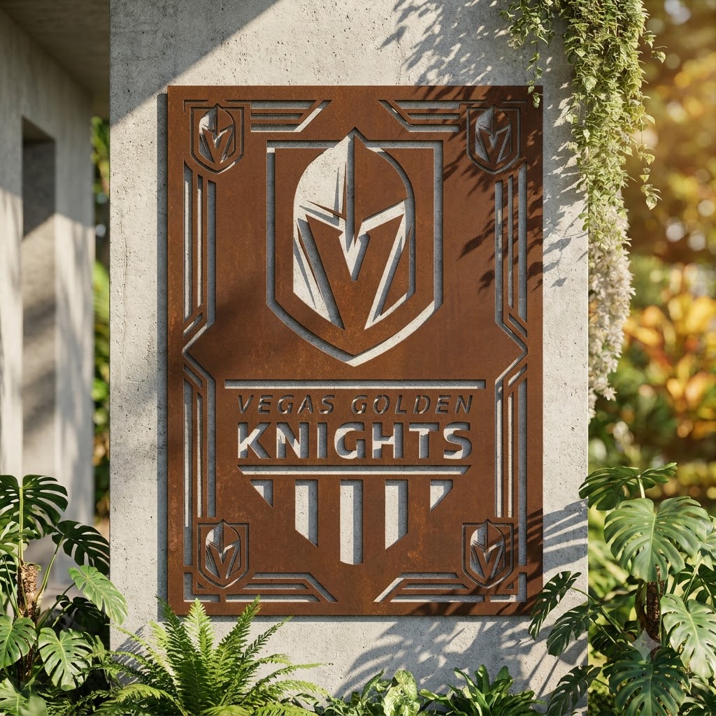 NHL Vegas Golden Knights Custom Metal Garden Panel Hockey Monogram Wall Art Home Decor