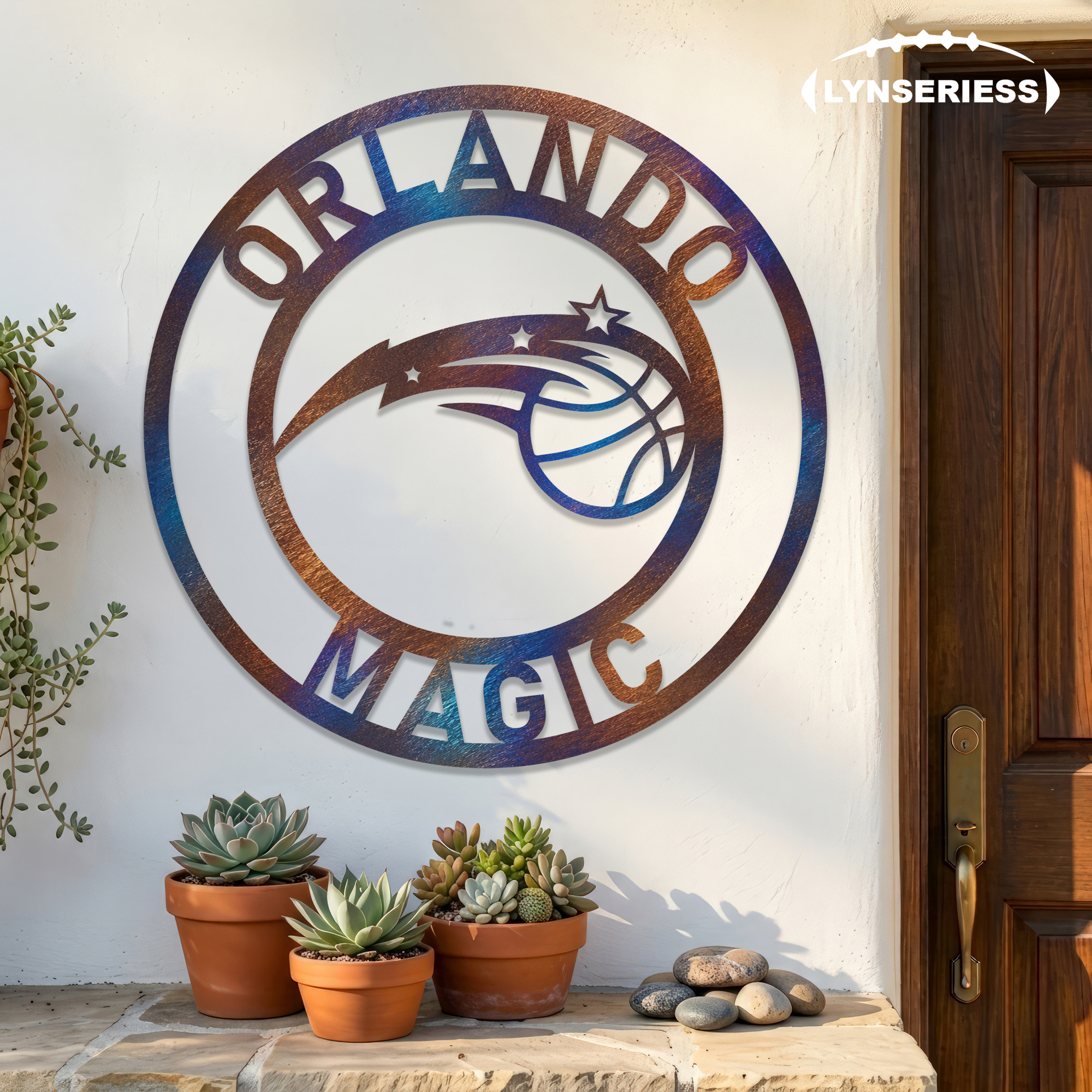 Orlando Magic NBA Fire Roasted Metal Wall Art Basketball Fan Gift Outdoor Patio Porch Vintage Decor