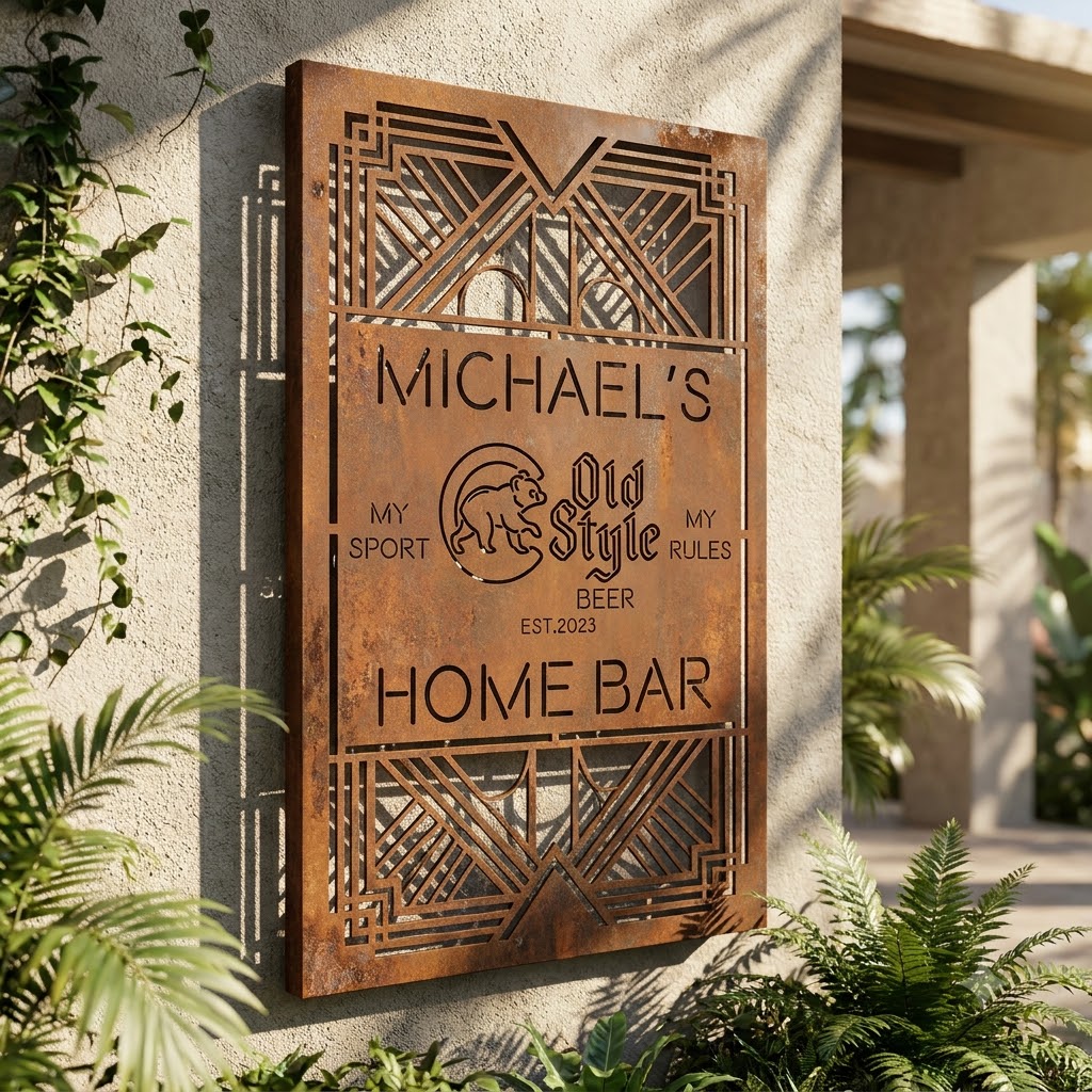 Personalized Chicago Cubs Old Style Metal Custom Metal Garden Panel Home Bar Decor