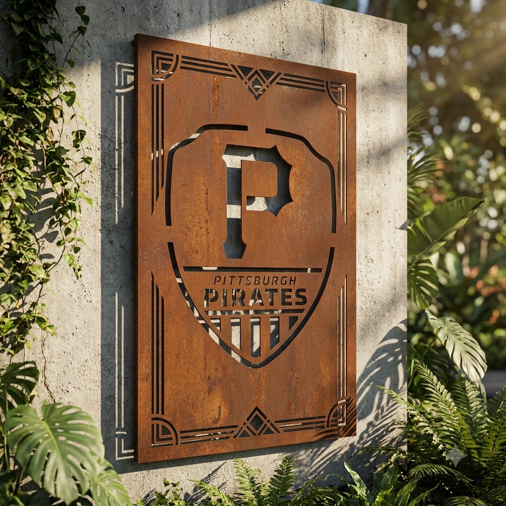 Pittsburgh Pirates Shield Shape Metal Custom Metal Garden Panel MLB Fan Wall Art Home Decor