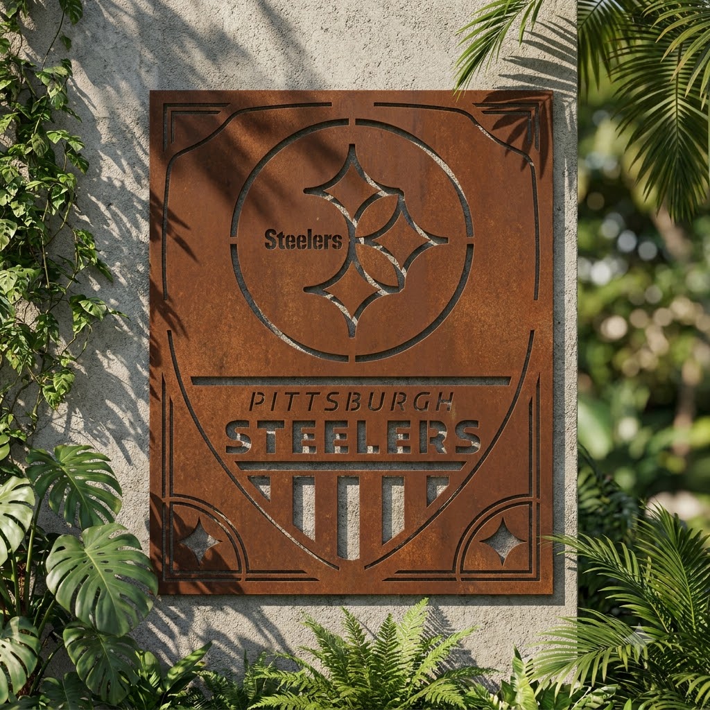 Pittsburgh Steelers Shield Custom Logo Metal Wall Panel – NFL American Football Fan Wall Decor Gift