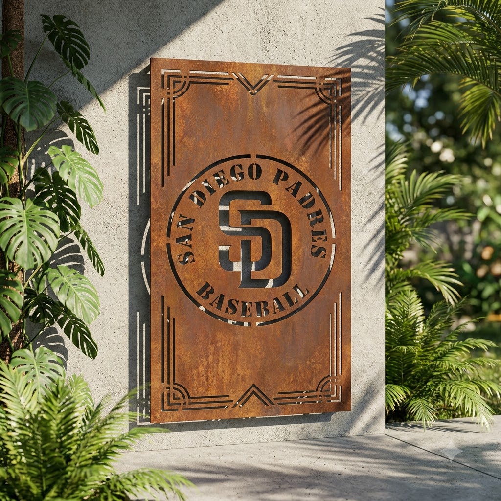 San Diego Padres Logo Metal Custom Metal Garden Panel Home Bar Wall Art Decor