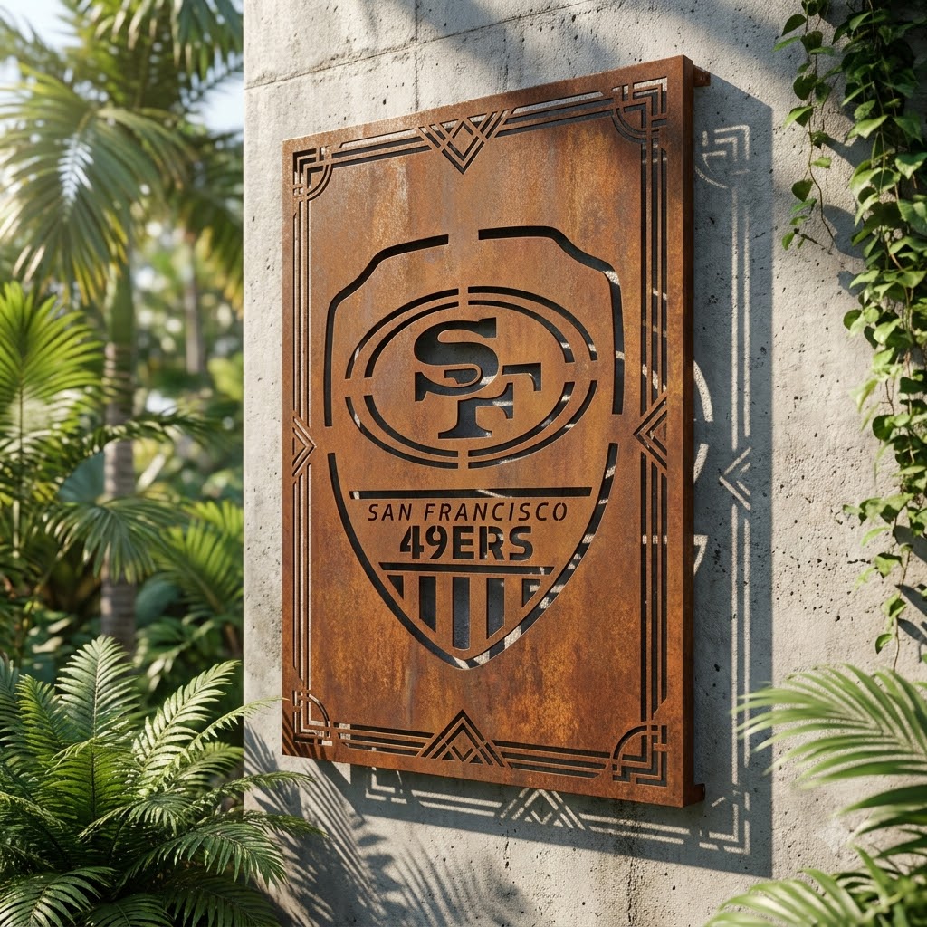 San Francisco 49ers Shield Custom Logo Metal Wall Panel – NFL American Football Fan Wall Decor Gift