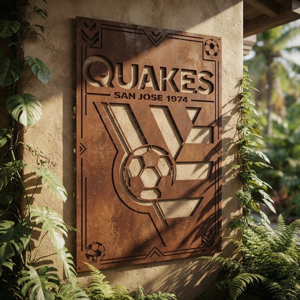 San Jose Earthquakes FC Logo Custom Metal Garden Panel MLS Wall Art Home Decor