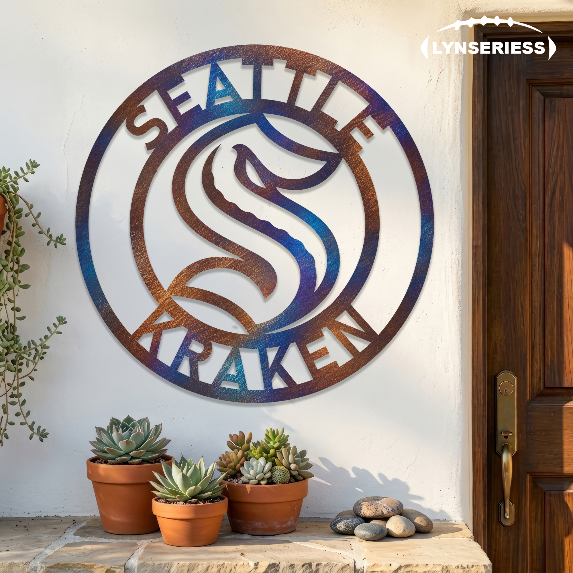 Seattle Kraken NHL Fire Roasted Metal Wall Art Hockey Fan Gift Outdoor Patio Porch Vintage Decor