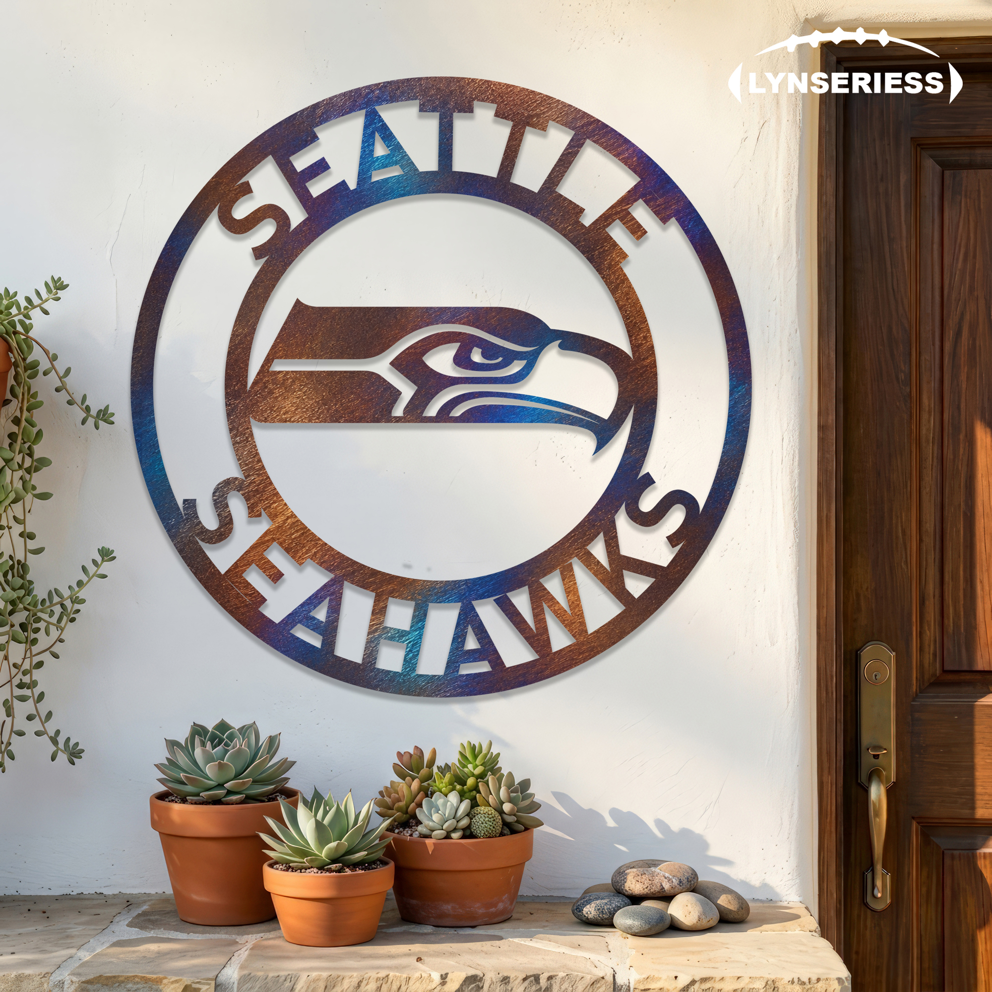 Seattle Seahawks NFL Fire Roasted Metal Wall Art Football Fan Gift Outdoor Patio Porch Vintage Decor