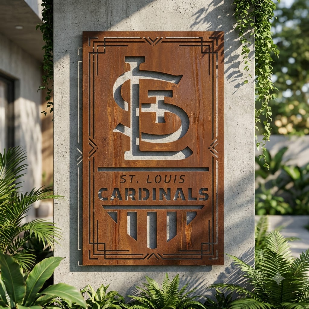 St Louis Cardinals Shield Shape Metal Custom Metal Garden Panel MLB Fan Wall Art Home Decor