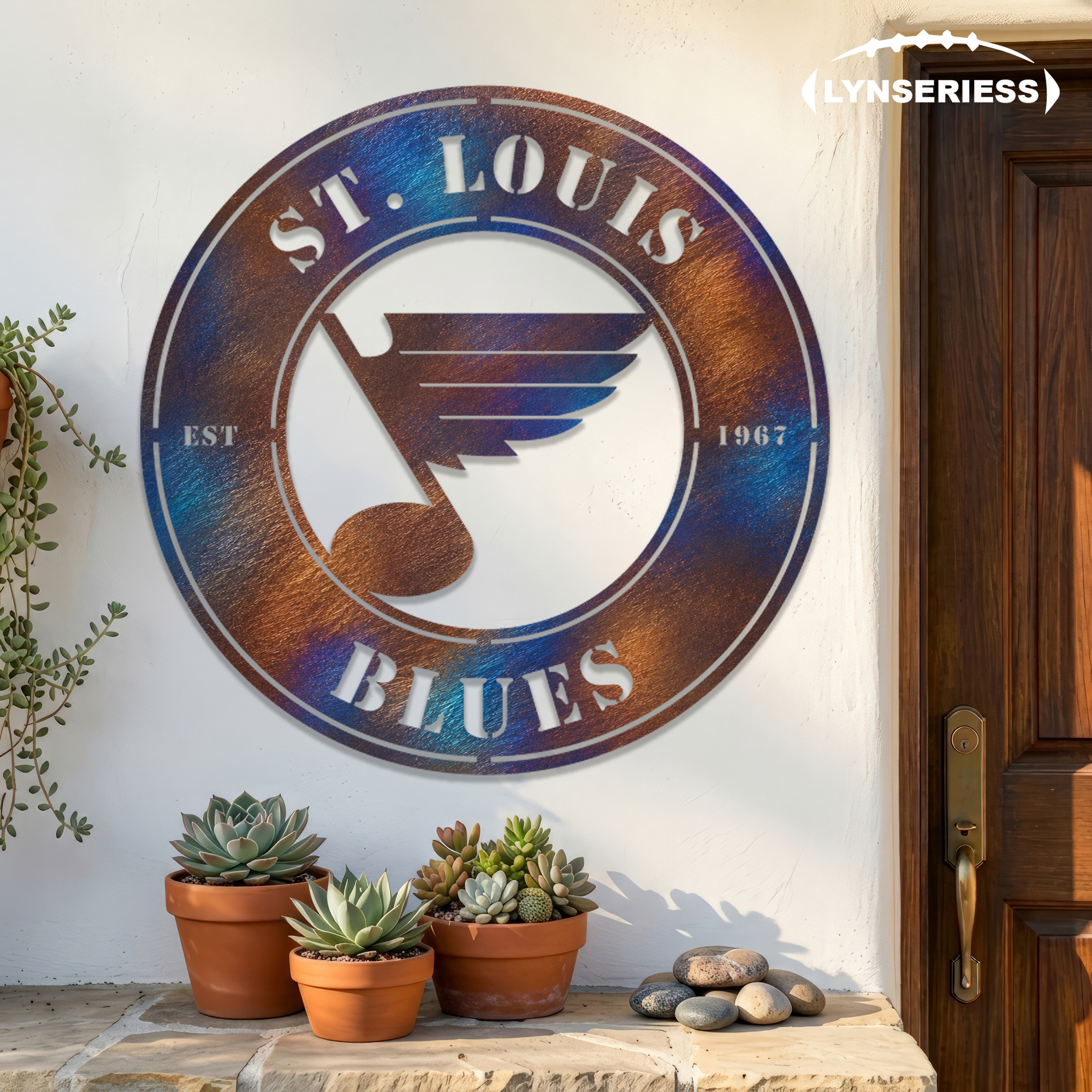 St. Louis Blues NHL Fire Roasted Metal Wall Art Hockey Fan Gift Outdoor Patio Porch Vintage Decor