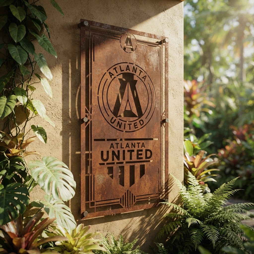 Atlanta United FC Shield Shape Custom Metal Garden Panel MLS Fan Wall Art Home Decor