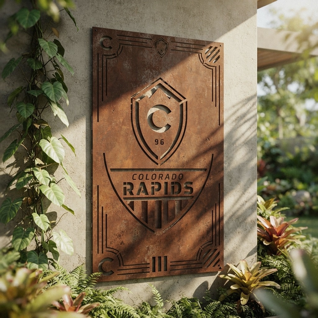 Colorado Rapids FC Shield Shape Custom Metal Garden Panel MLS Fan Wall Art Home Decor