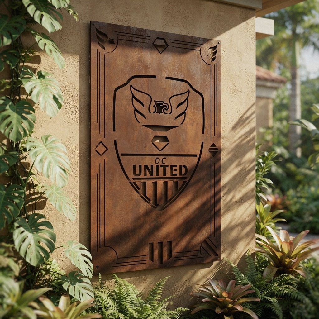 DC United FC Shield Shape Custom Metal Garden Panel MLS Fan Wall Art Home Decor