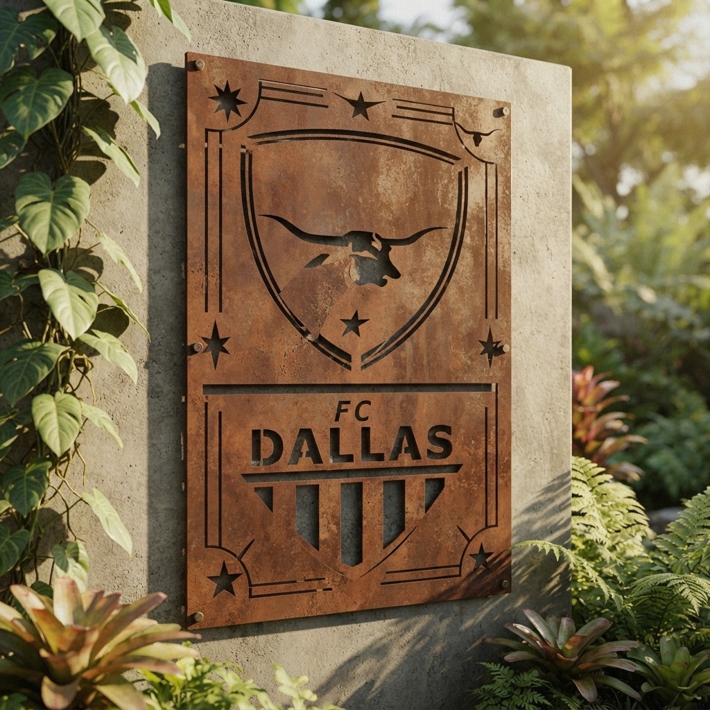 FC Dallas Shield Shape Custom Metal Garden Panel MLS Fan Wall Art Home Decor