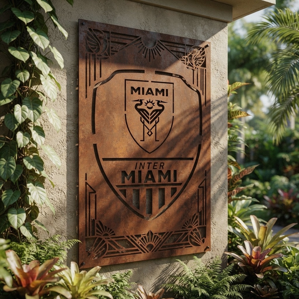 Inter Miami FC Shield Shape Custom Metal Garden Panel MLS Fan Wall Art Home Decor