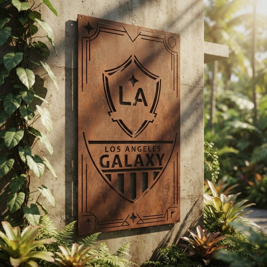 Los Angeles Galaxy Shield Shape Custom Metal Garden Panel MLS Fan Wall Art Home Decor