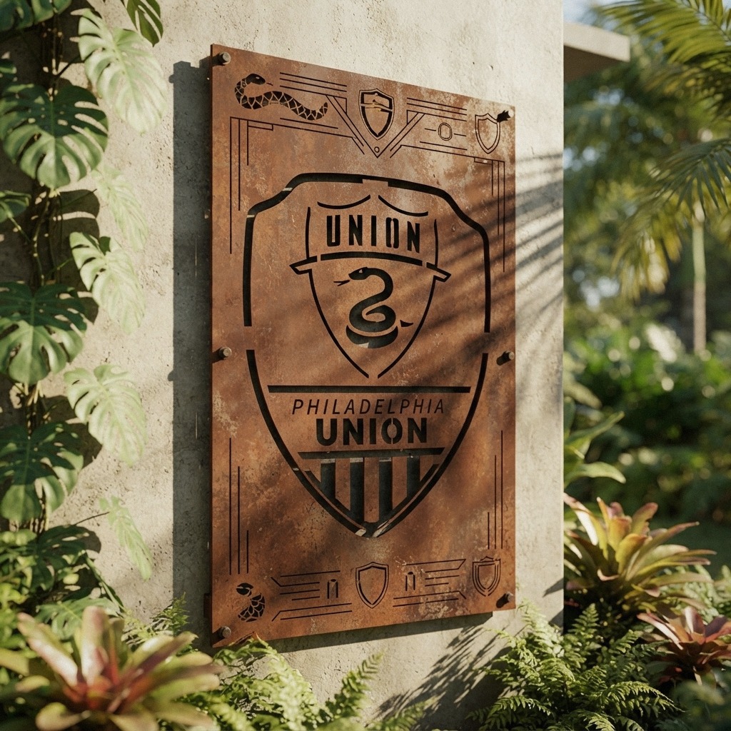 Philadelphia Union FC Shield Shape Custom Metal Garden Panel MLS Fan Wall Art Home De