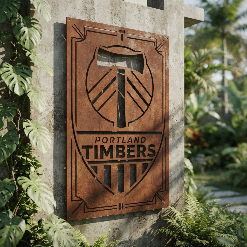 Portland Timbers FC Shield Shape Custom Metal Garden Panel MLS Fan Wall Art Home Deco