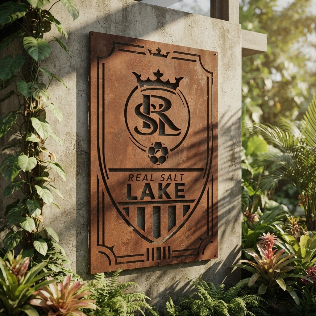 Real Salt Lake FC Shield Shape Custom Metal Garden Panel MLS Fan Wall Art Home Decor