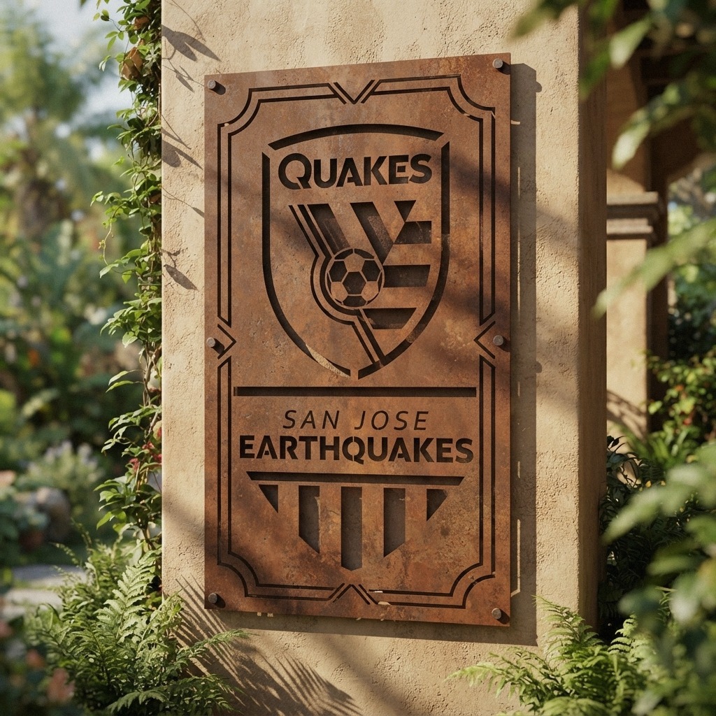 San Jose Earthquakes FC Shield Shape Custom Metal Garden Panel MLS Fan Wall Art Home