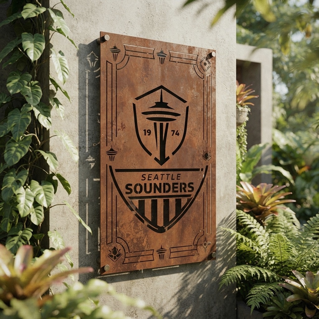 Seattle Sounders FC Shield Shape Custom Metal Garden Panel MLS Fan Wall Art Home Deco