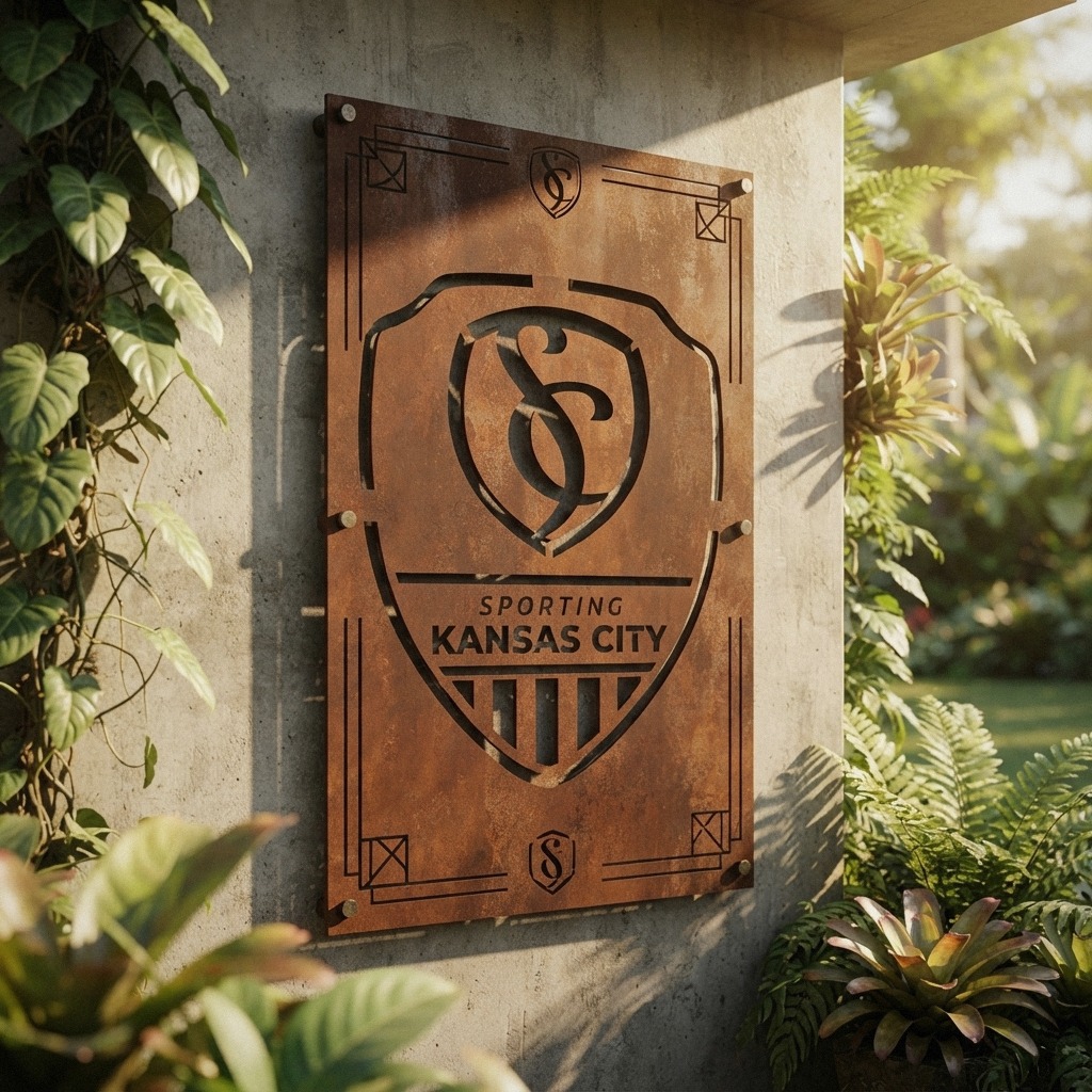 Sporting Kansas City FC Shield Shape Custom Metal Garden Panel MLS Fan Wall Art Home